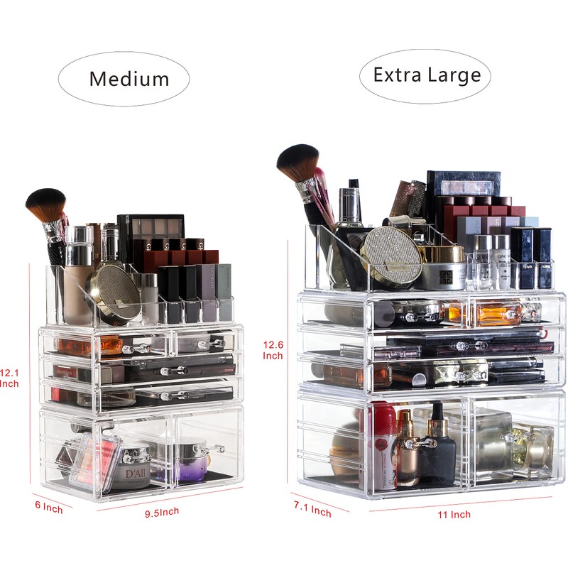 Cq acrylic 3 Pack Clear Make Up Organizers for Vanity,Stackable