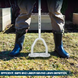 Grumpy Bear Heavy Duty Spike Lawn Aerator – Non-Slip T-Handle, Thick Stainless Steel Tube, Big Foot Plate for Better Root Growth & Water Drainage