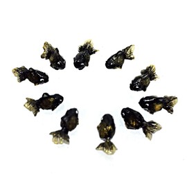 An_Shop 10pcs Artificial Animal Accessories Clay Goldfish Packs Miniature Figurine Mini Decorative for DIY Ornament Craft DIY Dollhouse Black-Gold