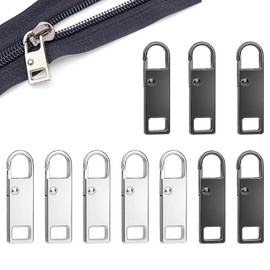 AONAYO Pack of 10 Zip Zippers, Zipper for Zipper, Zipper, Zip Repair Set, Removable Metal Zipper Pull, Zip Replacement, for Purse, Dresses, Jeans, Suitcase, Luggage