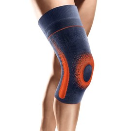 SPORLASTIC - GENU-HiT SUPREME + COMFORT Knee Support for Right & Left - Advanced Medical Knee Support with Patella Ring & Side Stabilizers for Ideal Knee Stability in Everyday Life - Orange Blue 9+