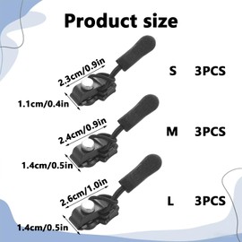 9PCS Zip Repair Kit, 3 Sizes Replacement Zip, Zipper Repair Kit, Zipper Pull Replacement, Instant Zip Fixer, Slider Zippers Repair, Universal Fixing Zips Puller, Extension & Fixing Zippers for Luggage