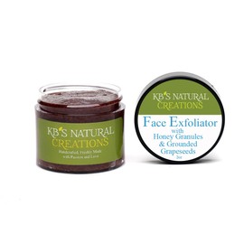 Generic Natural Grapeseed and Honey-Granules Face Exfoliator. Lightly exfoliates to remove Dead Skin Cells to reveal Smooth, Velvety Youthful skin. (Blueberry Grape, 2ozs)