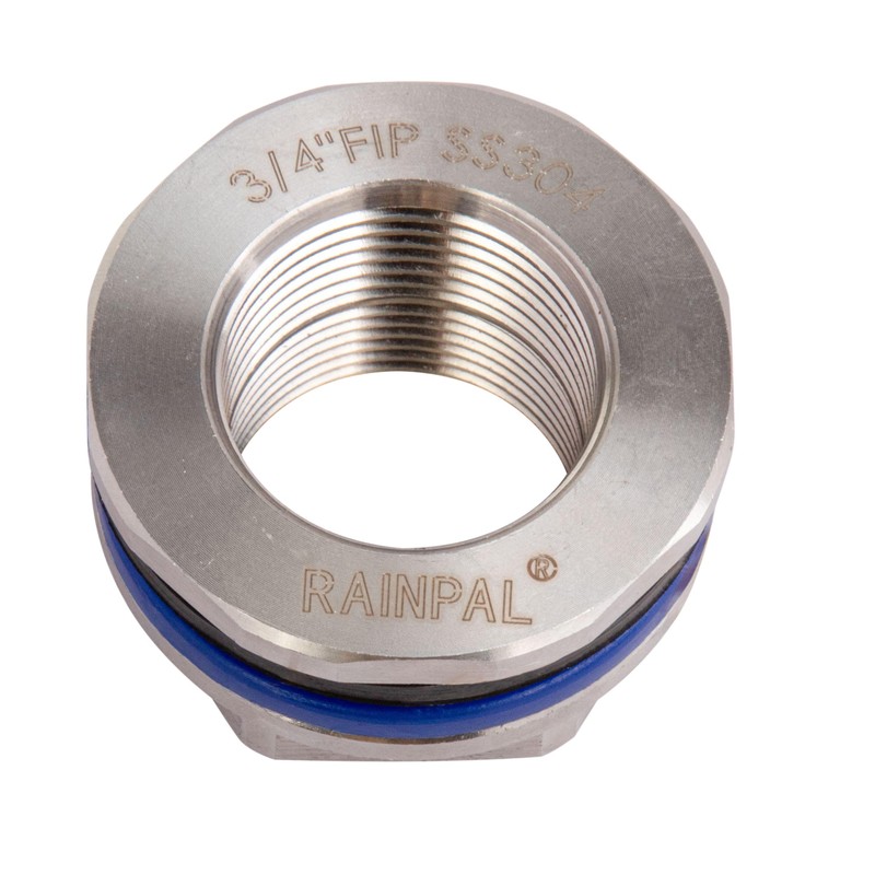 RAINPAL SSBF010 Female 3/4" NPT Stainless Steel Bulkhead Tank Fitting