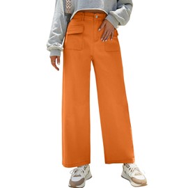 Dokotoo Pants for Women High Waisted Cargo Pants Women Baggy Jeans for Women Casual Straight Leg High Waist Stretch Palazzo Pants with Pocket