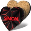 1 x Heart Coaster - Name Simon Gamer Black Red