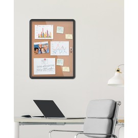 Mifuro 26"x20" Enclosed Bulletin Board, Lockable Weather-Resistant Aluminum Cork Noticeboard for School & Office, Black Frame w/Cork