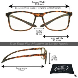 proSPORT Multifocal Progressive 3 Magnifications in 1 Lens No Line Computer Gaming Reading Glasses for Men & Women (Professor - Tortoise/Med -Large, 1.50, multiplier_x)