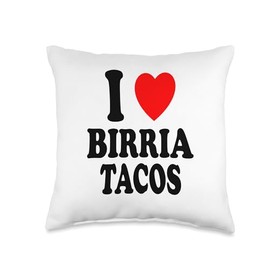 I Heart (Love) Birria Tacos Mexican Favorite Food Dinner Throw Pillow