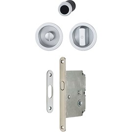 HOPPE 4920 Sliding Door Shell Set with Lock, Round Rosette Toilet, Chrome-Plated Satellite | Shell Handles