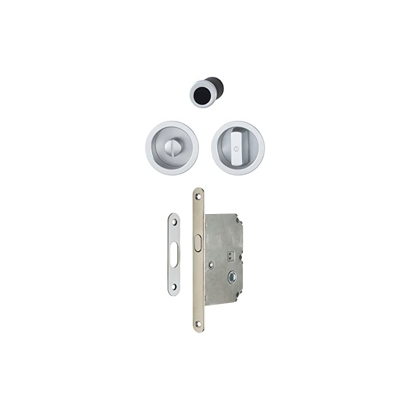 HOPPE 4920 Sliding Door Shell Set with Lock, Round Rosette
