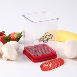 Cup Cutter,Fruit and Vegetable Speed Slicer with Push Plate,Egg Slicer Fruit Slicer Cup,Stainless Steel Banana Strawberry Slicer,Kitchen Portable Slicing Tool, Quickly Making Soft Fruits Salad (1 PCS)