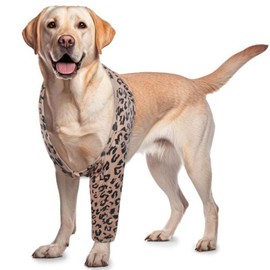 ROZKITCH Dog Surgery Recovery Sleeve Front Right Left Leg, Pet Prevent Licking Wound Elbow Brace Protector, Dog Recovery Suit Cone Collar Alternative for Sprain ACL CCL Arthritis Joint Care Brown L