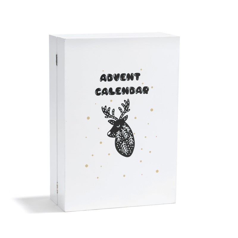 LampLust Wooden Advent Calendar with Drawers, 12 Inch Reusable Advent