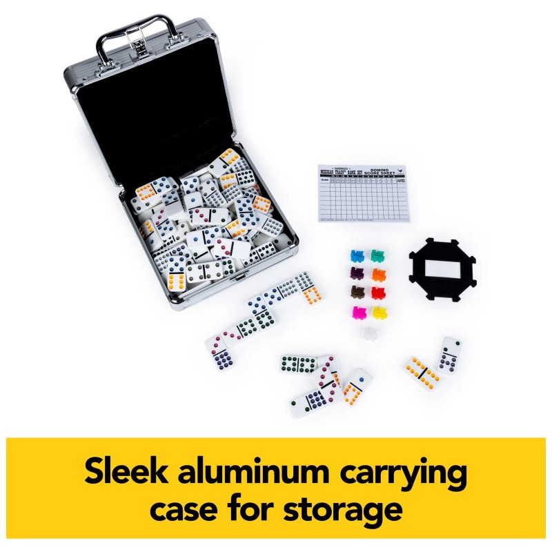 Cardinal Mexican Train Dominoes Game in Aluminum Carry Case, for