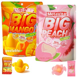 (2 Packs10oz) MetaVita Assorted Peelable Gummy – Tropical Peeling Candy Variety Pack | Mango, Peach |Individual Packs | Gluten-Free Fun, Chewy & Shareable Treat Halloween
