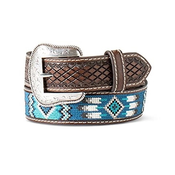ARIAT Youth Boys Diamond Sunburst Embossed Southwest Inlay Belt, Brown,