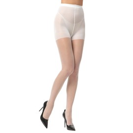 EVERSWE 3 Pairs 20D Women's Sheer Tights with Reinforced Toes (White,XL)