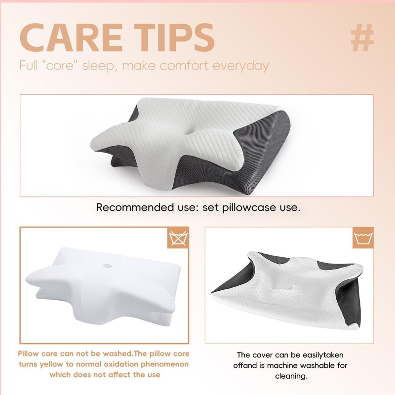 Ergonomic Memory Foam Neck Pillow Contour Side Sleepers Grey