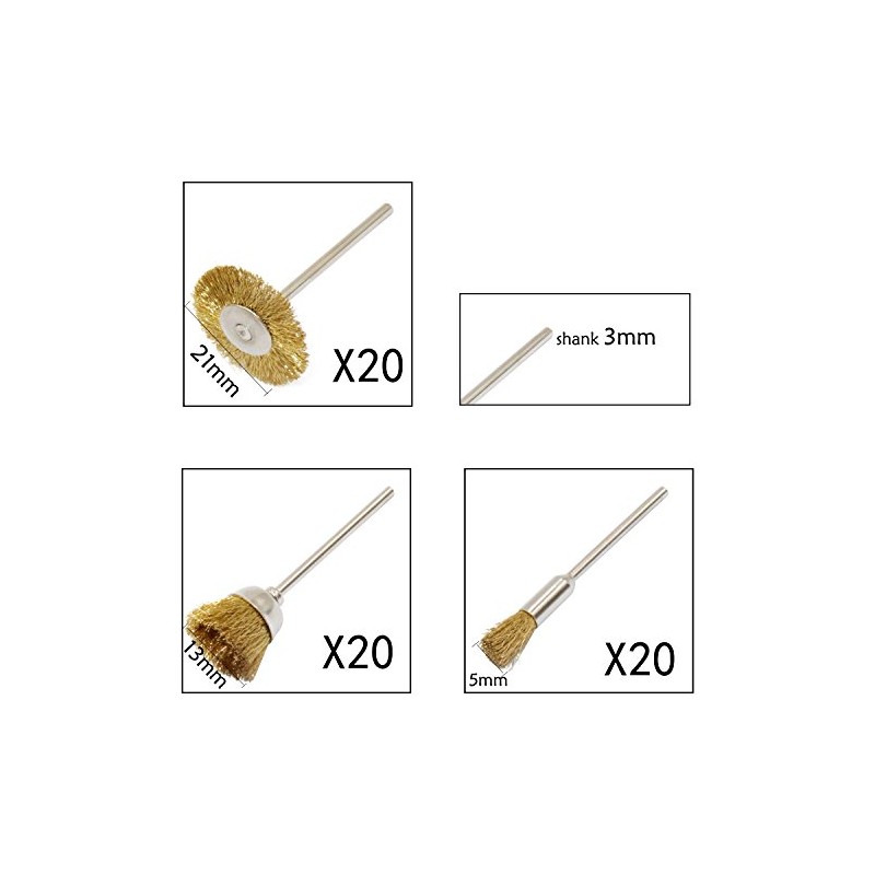Yasumai 60PC Brass Wire Wheel Brushes Set Kit Accessories for