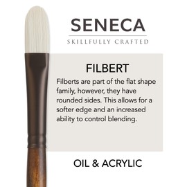 Seneca Artist Brushes by Willow Wolfe, Professional Synthetic Bristle Paint Brush for Acrylic, Oil and Water Mixable Oil, Series 1700, 8 Filbert