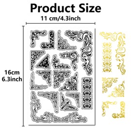 CRASPIRE Iron Orchid Corner Clear Rubber Stamps European Pattern Border Vintage Transparent Silicone Stamp Seals for Card Making Decoration Handmade Photo Album Notebook Decor DIY Scrapbooking
