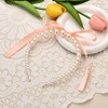 Pink Bow Pearl Headbands for Women Girls Bowknot Headband for