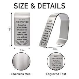 LAGZDFC Saint Christopher Protect Us On Our Travels Wherever We Visor Clip for Cars, Travelers Prayer Gifts, St Christopher Driving Safety Car Accessories for New Driver, Driving Safety Visor Clip