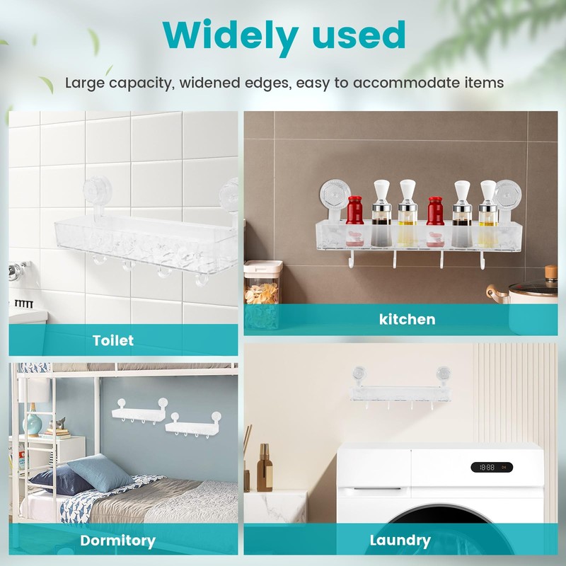 AwObEpl 2 Pack Suction Cup Shower Caddy Clear Waterproof Shower