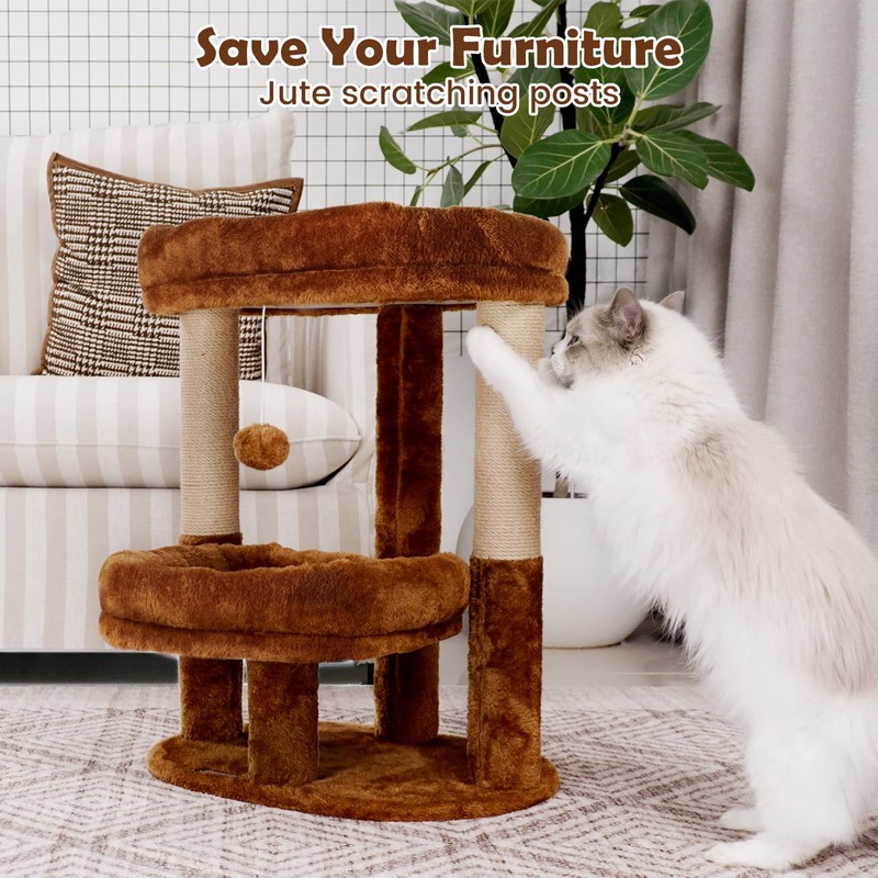 AGUPET 2-Tier Indoor Cat Tree Tower with Raised Cat Beds