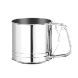 HENDI Flour Sifter, for Flour, Icing Sugar and Other Dry Ingredients, Double Layer Sieve, One-Handed Operation, Icing Sugar Shaker, Capacity: 550 g, 185 x 128 x (H) 128 mm, Stainless Steel