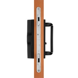 Rockwell Security Euro-Charlotte Sliding Glass Door Handle in Antique Black Finish fits 3-15/16" Screwholes and Fits Up to 1-3/4" Thick Doors