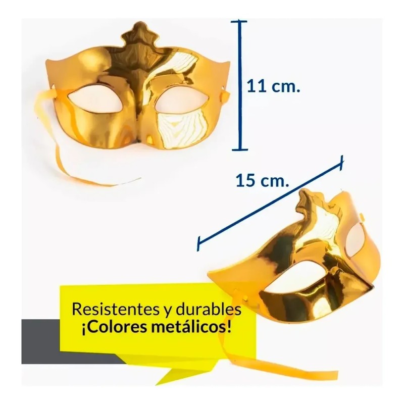 12 Antifaces Metalicos Plastico Antifaz Fiest