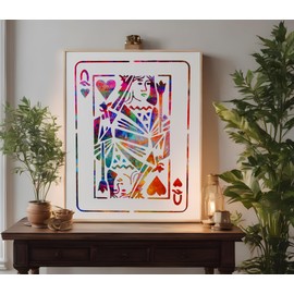 Playing Card Queen of Hearts Stencil Template Reusable for Painting on Walls, Wood, Arts and Crafts (31) - 5.5 x 8.5 Inches