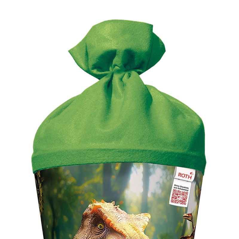 ROTH Motiv-Schultüte, T-Rex Welt, 70 cm, rund, Rot(h)-Spitze, Filzverschluss, Soundmodul