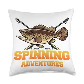 Angler, Fischer, Angel Fish Fish Outifts And Gifts Angel, Angler Fisherman Outfit Bass Fishing Throw Pillow, 18x18, Multicolor