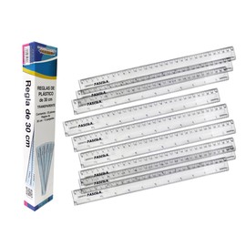 Caja 25 Reglas de plástico de transparente 30 cm, reglas largas transparentes rectas para papeleria, escuela, oficina y hogar