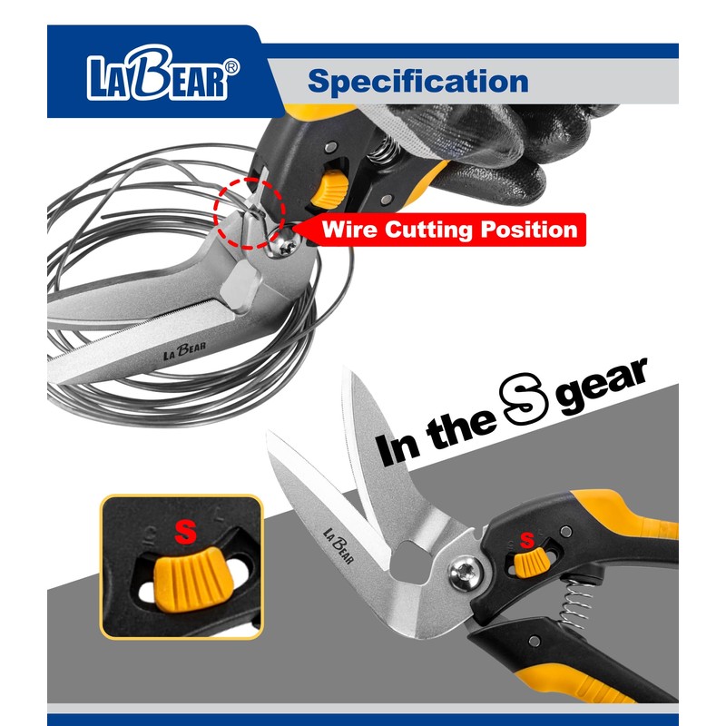 LABEAR-8.5" Heavy Duty Scissors, Carpet Cutter, Industrial Scissors, Multipurpose, Scissors