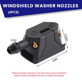 Povtii 4 PCS Front Windshield Washer Nozzles, 4-Way Spray Sprinkler Windshield Wiper Washer Replacement, Arm Mounted Wiper Cleaning Nozzle Tool for Front Window, Car Accessories