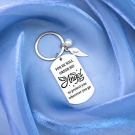 LKBVUG Christian Gifts Kyechain for Women Religious Gifts for Women Faith Angel Faith Based Bible Verse Scripture Bless Gift for Woman Mom Grandma Aunt Best Womens Christian Gift Angel Keychains