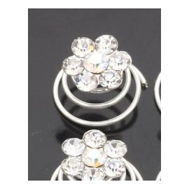 Pack of 12pcs Crystal Rhinestone Hair Twist Flower Wedding Bridal Hair Pin Spins By Catalina