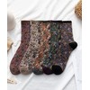 Women's Short Cotton Blend Socks Art Floral Retro Flowers All