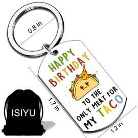 isiyu Taco Birthday Keychain Gag Gifts for Women Friendship Man Couples Cute Anniversary Christmas Gifts Ideas for Friends Girlfriend Boyfriend Keychain Happy Birthday Gift for Bestie Wife Husband