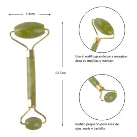 Rodillo Masaje Facial De Jade + Gua Sha Rejuvenece Tonifica