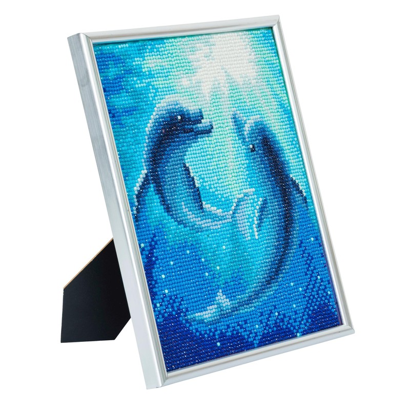 CRYSTAL ART Diamond Embroidery Kit White Frame 21x25cm Dolphins