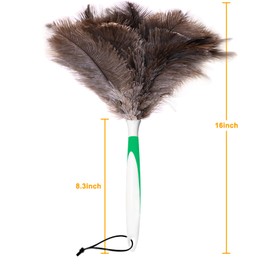 Lycbayn Genuine Ostrich Feather Duster 16 Inch Reusable Fluffy Soft Car Blind Baseboard Cleaner Handheld Dust Brush Washable for Home Office Cleaning Supplies