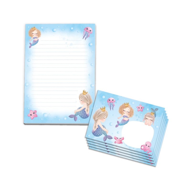Girls Stationery Set Mermaid Letter Pad with Envelope for Kids