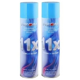 Neon Lighter 11X Gas Refill Butane Fluid Fuel Refined 300ml 10.1 (Pack of 2)