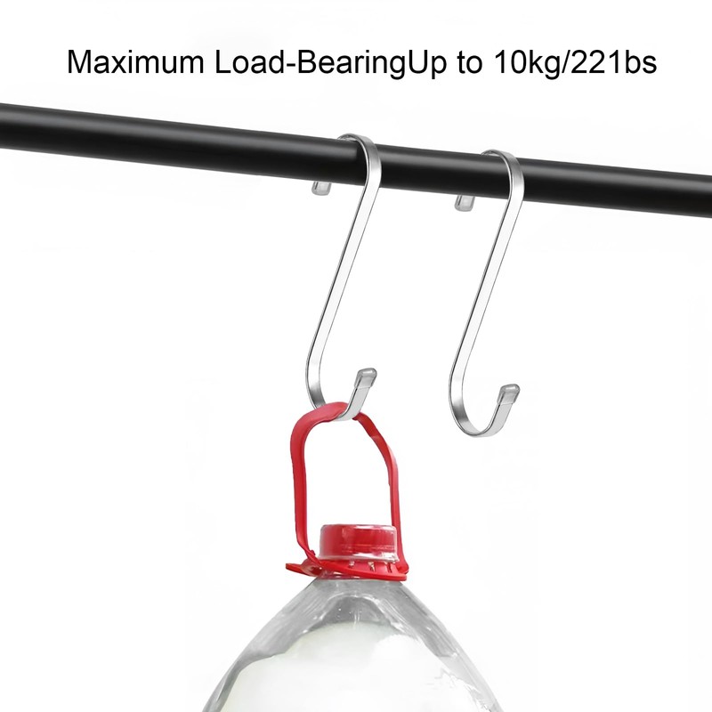 HTBMALL 5 Pack Flat S Hooks Stainless Steel Heavy Duty