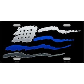 American Flag Thin Blue Line Novelty Metal License Plate Tag LP-8532